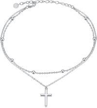 wholesale 925 Sterling Silver Cross Charm Ankle Bracelet for Women Girls Beach Foot  6-8 Adjustable Length-B-Cross Anklet
