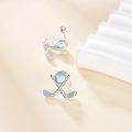 wholesale Rose Gold 925 Sterling Silver Crossed Clubs and Golf Ball Stud Earrings for Women Golfer Gift Ideas-0-5