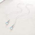 wholesale 925 Sterling Silver Rainbow Moonstone Drop Earrings White Gold Plated Long Chain Threader-0-2