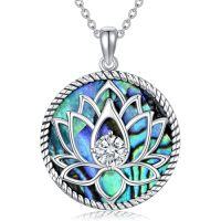 wholesale TOUPOP Lotus Necklace S925 Sterling Silver Abalone Shell/chakra Necklace Yoga Necklace Lotus Jewelry For Women Mother's Day Birthday Christmas Day Gift -style_name:Abalone Shell Lotus