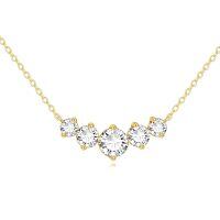 wholesale 14K Gold Round Cut Moissanite 2 ct EF Pendant Necklace for Women-5 Stone Moissanite Necklace（1CT+0.5CT*2+0.3CT*2） Yellow Gold