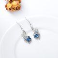 wholesale 925 Sterling Silver Blue Crystal Butterfly Drop Earrings-0-5
