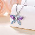 wholesale 925 Sterling Silver Purple & Blue Crystal Butterfly Pendant Necklace for Women-0-1