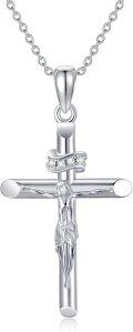 wholesale 925 Sterling Silver Cubic Zirconia Crucifix Pendant with Jesus on the Cross and Infinity Butterfly Heart Design - 14K Gold Plated Chain (Length: Adjustable)-0-0