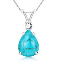 wholesale 925 Sterling Silver Teardrop Turquoise Pendant Necklace-style 3-Turquoise