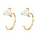 wholesale 14K Yellow Gold Blue Opal Earrings, Elegant Triangle Hoop, Hypoallergenic, 5.7-12mm, Ideal Gift-0-0