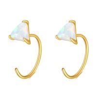 wholesale 14K Yellow Gold Blue Opal Earrings, Elegant Triangle Hoop, Hypoallergenic, 5.7-12mm, Ideal Gift-white