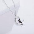 wholesale 925 Sterling Silver Moon & Cat Pendant Necklaces I Love You to the Moon and Back s for Women Girls-0-2