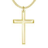 wholesale Gold Plated 925 Sterling Silver  Mens Cross Pendant Necklace 24 Chain-Yellow Gold