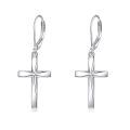 wholesale 925 Sterling Silver Cross Drop Earrings White Gold Plated Polished Lever Back For Women-0-0