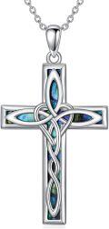 wholesale 925 Sterling Silver Celtic Knot Abalone Shell Inlay Cross Pendant Necklace s for Women-0-0