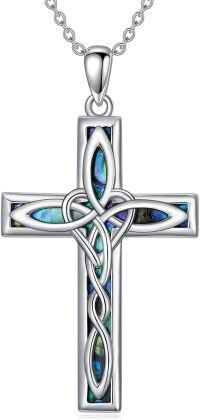 wholesale 925 Sterling Silver Celtic Knot Abalone Shell Inlay Cross Pendant Necklace s for Women-Cross Celtic