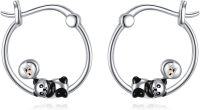 wholesale 925 Sterling Silver Panda Bear Bubble Tea Charm Hoop Earrings - Birthday Gift Ideas for Her-Panda