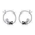 wholesale 925 Sterling Silver Panda Bear Bubble Tea Charm Hoop Earrings - Birthday Gift Ideas for Her-0-0