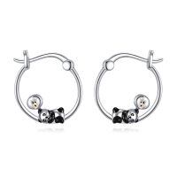 wholesale 925 Sterling Silver Panda Bear Bubble Tea Charm Hoop Earrings - Birthday Gift Ideas for Her-Panda