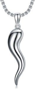 wholesale 925 Sterling Silver Italian Horn Pendant Necklace - Good Luck Charm s-0-0