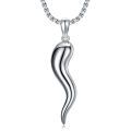 wholesale 925 Sterling Silver Curved Wolf Claw Horn Pendant Necklace Platinum Plated-0-0