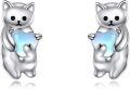 wholesale 925 Sterling Silver Cat Heart Stud Earrings - Cute Fashion Jewelry for Women Gift Ideas-0-0