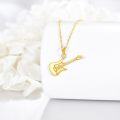 wholesale 10K Gold Fine Electric Guitar Shaped Pendant Necklace s for Women-0-2
