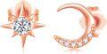 wholesale 14K Rose Gold  Crystal Moon & Star Stud Earrings for Women-0-0