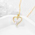 wholesale 14k Heart Pendant Necklace With Pearl And Lab Diamond Accents-0-1