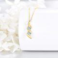 wholesale 14K Gold Cubic Zirconia 2-Stone Wave Pendant Necklace for Women-0-2