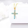 wholesale 14k Gold Blue Enamel Cross Necklace With Lab Diamond Accents-0-2