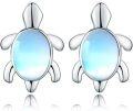 wholesale 925 Sterling Silver Blue Opal Sea Turtle Stud Earrings - Hawaiian Ocean Jewelry for Women-0-0