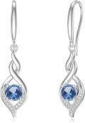 wholesale Sterling Silver December Topaz Infinity Birthstone Dangle Drop Earrings 22.9mm-0-0