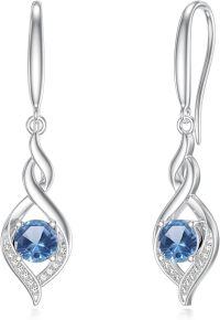 wholesale Sterling Silver December Topaz Infinity Birthstone Dangle Drop Earrings 22.9mm-12-December