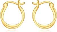 wholesale Gold 925 Sterling Silver Hypoallergenic Minimalist Twist Hoop Earrings for Women Girls 925 -Gold Hoop