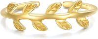 wholesale 14K Gold Adjustable Open Toe Cuff Ring for Women Dangle Heart Leaf-D- Leaf Style