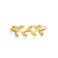 wholesale 14K Gold Adjustable Open Toe Cuff Ring for Women Dangle Heart Leaf-D- Leaf Style
