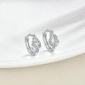wholesale 925 Sterling Silver Twist Leaf Design Huggie Hoops with Cubic Zirconia for Women-0-2