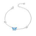 wholesale 925 Sterling Silver White Fire Opal Butterfly Chain Ankle Anklet for Women Gifts Jewelry-0-10