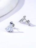 wholesale 925 Sterling Silver Badminton Shuttlecock Stud Earrings for Women and Men-0-2
