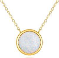 wholesale 14K Gold White Opal Round Evil Eye Hamsa Hand Butterfly Heart Charm Necklace-Round