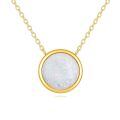 wholesale 14k Gold Chain Necklace With Round White Opal Bezel Set Pendant For Women-0-0