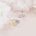 wholesale 925 Sterling Silver Sunflower CZ Heart Stud Earrings for Women Gift Ideas-0-2