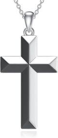 wholesale 925 Sterling Silver Black and White Cross Pendant Necklace for Women Faith  for Mom Wife Daughter Sister-0-0