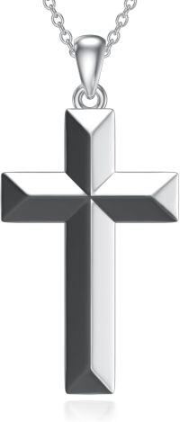 wholesale 925 Sterling Silver Black and White Cross Pendant Necklace for Women Faith  for Mom Wife Daughter Sister-Black & White Cross-Black & White Cross Necklace
