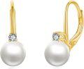 wholesale 925 Sterling Silver White Pearl and Cubic Zirconia Leverback Earrings-0-0