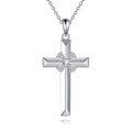 wholesale 925 Sterling Silver Cubic Zirconia Accented Celtic Cross Pendant Necklace for Women Girls Christian  45cm Chain Length-0-0