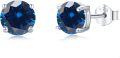 wholesale 925 Sterling Silver Blue Crystal Stud Earrings - 6MM Round Gemstone  for Women-0-0