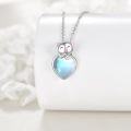 wholesale 925 Sterling Silver Heart-Shaped Cat with Opal Stone Pendant Necklace for Women-0-2