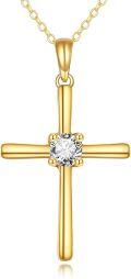 wholesale 14K Gold Cubic Zirconia Cross Pendant Necklace for Women Religious s-0-0
