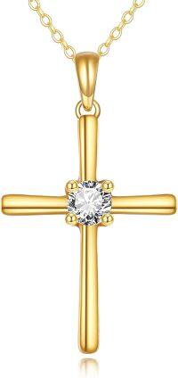 wholesale 14K Gold Cubic Zirconia Cross Pendant Necklace for Women Religious s-Cross Moissanite Necklace