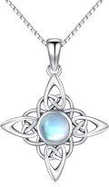 wholesale 925 Sterling Silver Moonstone Celtic Knot Star Flower Pendant Necklaces Hypoallergenic Lucky Charm s for Women and Girls-0-0
