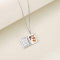 wholesale 925 Sterling Silver Sunflower Book Shape Photo Locket Pendant Chain Necklaces for Women Mother's Day Gifts-0-2