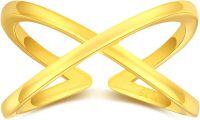 wholesale 925 Sterling Silver 18K Gold Plated Women s Simplicity Adjustable Engagement Wedding Ring Jewelry Gift-Cross